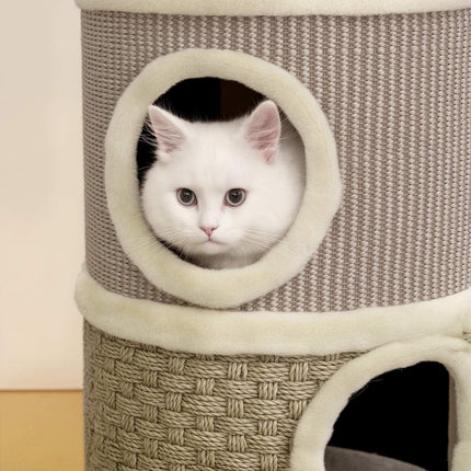 Cat Scratching Tower, 49cm, 2-Level, Plush Edge, Khaki