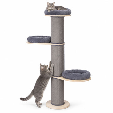 Cat Scratching Tree with 3 Cushioned Platforms, 187 cm – Grey, Sisal Post