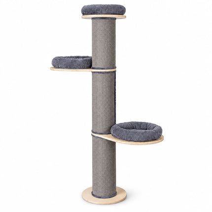 Cat Scratching Tree with 3 Cushioned Platforms, 187 cm – Grey, Sisal Post