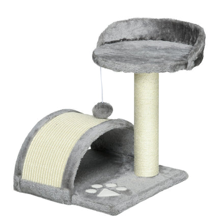 Cat Scratching Tree with Sisal and Plush, Grey, 35.5x37x46 cm