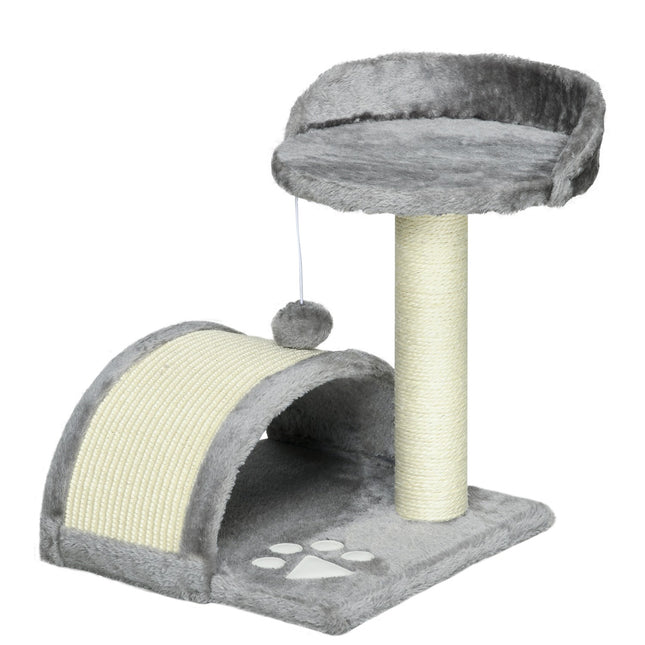 Cat Scratching Tree with Sisal and Plush, Grey, 35.5x37x46 cm