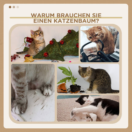 Cat Scratching Tree with Sisal and Plush, Grey, 35.5x37x46 cm