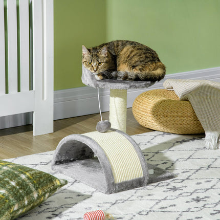 Cat Scratching Tree with Sisal and Plush, Grey, 35.5x37x46 cm