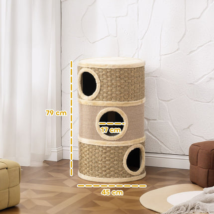 Cat Tower, 79cm, 3-Level Sisal Scratching Post