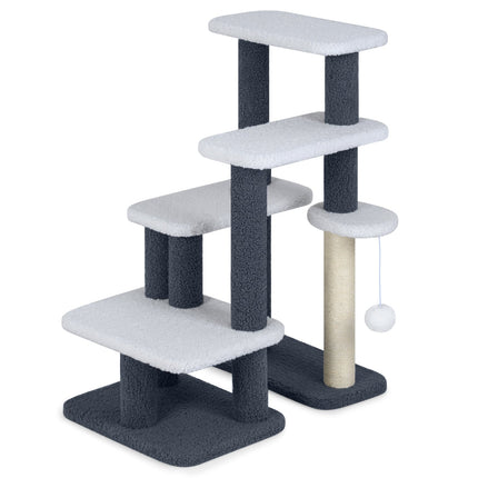 Cat Tower with Sisal Post & 4 Platforms, Grey