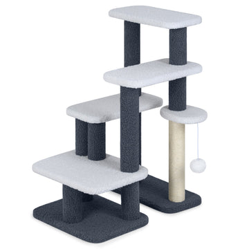 Cat Tower with Sisal Post & 4 Platforms, Grey