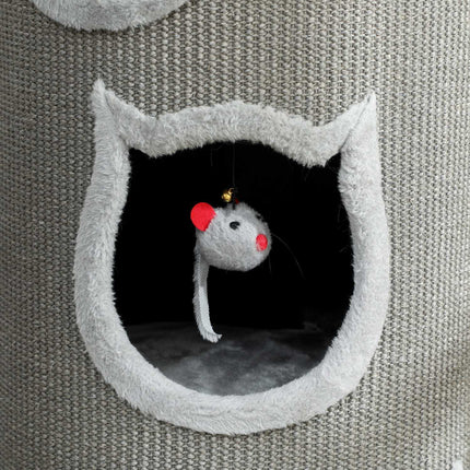 Cat Tower with Washable Bed, 96 cm, 3 Hideouts, Grey