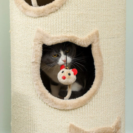 Cat Tower with Washable Bed, 96 cm, 3 Hideouts, Grey