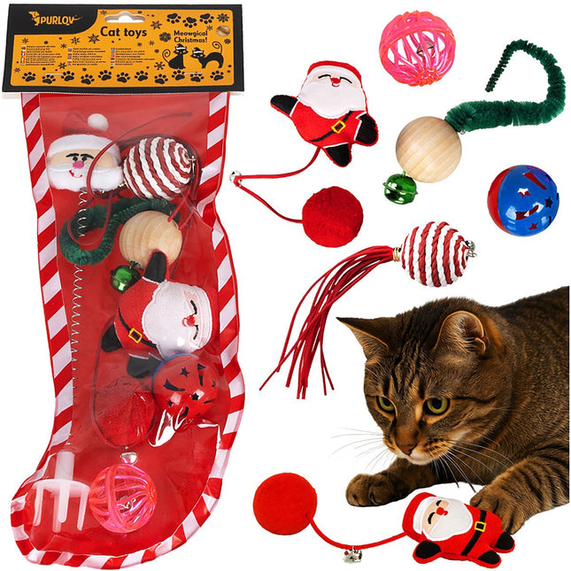 Cat Toy Set, 6 Pcs, Balls, Springs, Pompoms