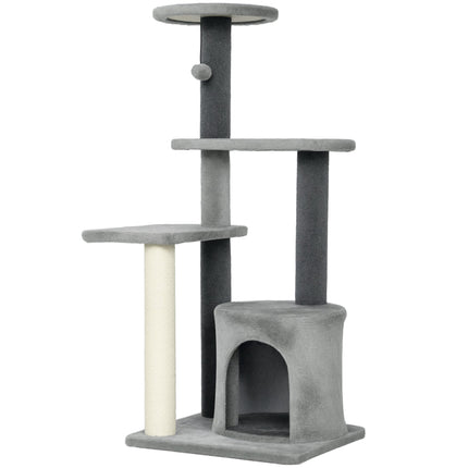 Cat Tree 103 cm with Platforms and Sisal Posts, Grey