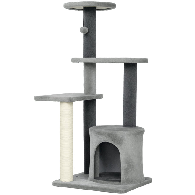 Cat Tree 103 cm with Platforms and Sisal Posts, Grey