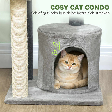 Cat Tree 103 cm with Platforms and Sisal Posts, Grey
