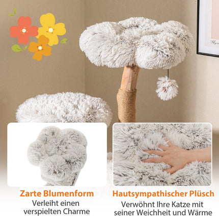 Cat Tree 135cm with Cave, Plush Seat, Scratch Posts