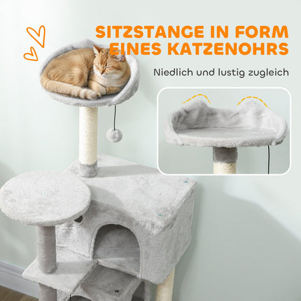 Cat Tree 140 cm, Multi-Level, Sisal Posts, Hammock
