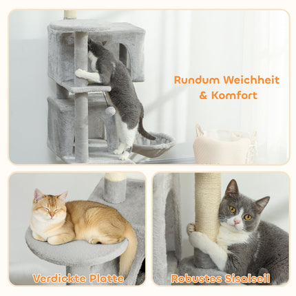 Cat Tree 140 cm, Multi-Level, Sisal Posts, Hammock