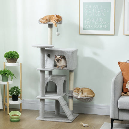 Cat Tree 140 cm, Multi-Level, Sisal Posts, Hammock