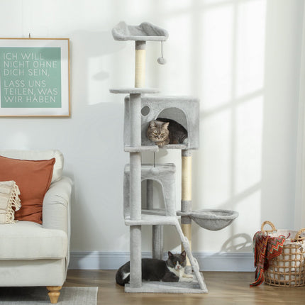 Cat Tree 160cm, Multi-Level, Sisal Posts, Hammock, Platforms
