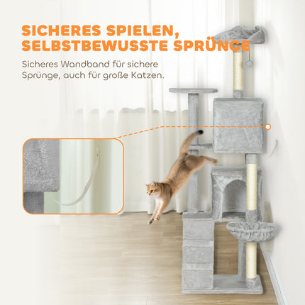 Cat Tree 160cm, Multi-Level, Sisal Posts, Hammock, Platforms