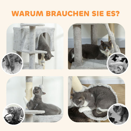 Cat Tree 160cm, Multi-Level, Sisal Posts, Hammock, Platforms