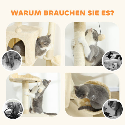 Cat Tree 160 cm with Hammock, Ladder, Cave, Sisal Posts