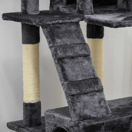 Cat Tree 173 cm with Sisal Posts and Plush, Dark Grey