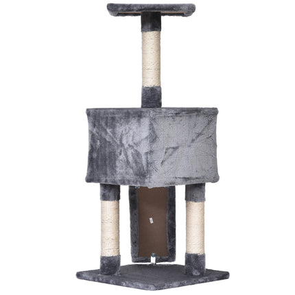 Cat tree with cat cave & sisal scratching posts, gray