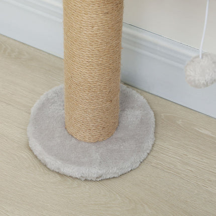 Cat Tree, 5-Level, Sisal Posts, Plush Fabric, Light Gray