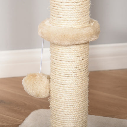 Cat tree with scratching post and cave, beige, 100 cm high