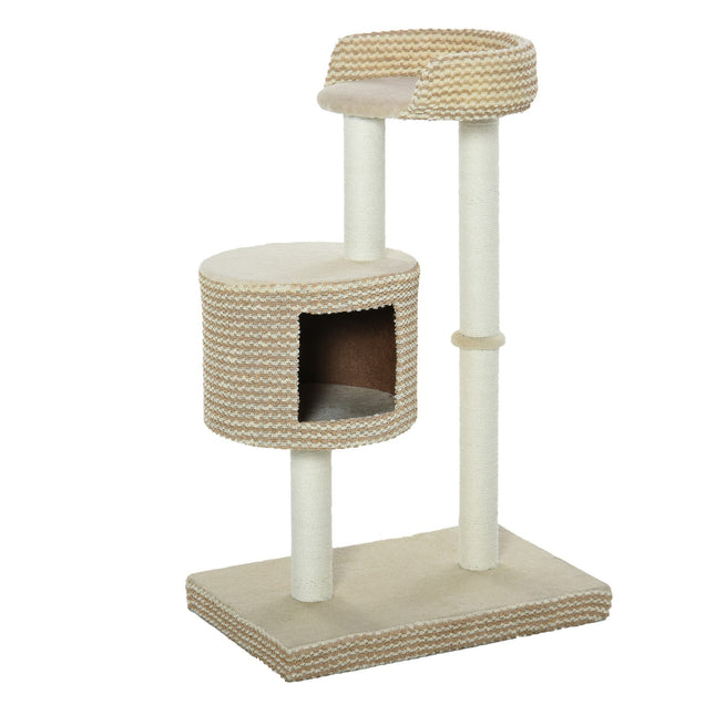Cat tree with display platforms, beige/coffee, 61X41X96Cm