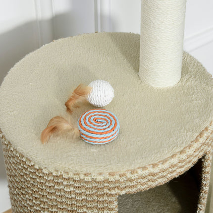 Cat tree with display platforms, beige/coffee, 61X41X96Cm