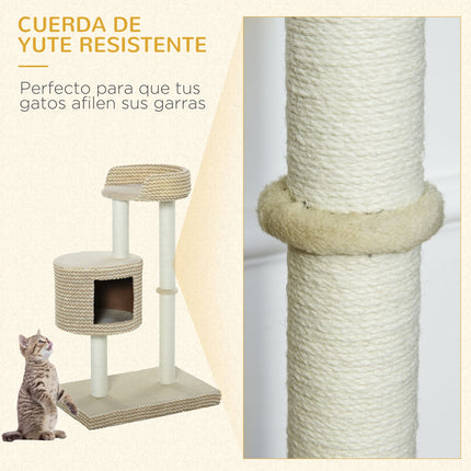 Cat tree with display platforms, beige/coffee, 61X41X96Cm