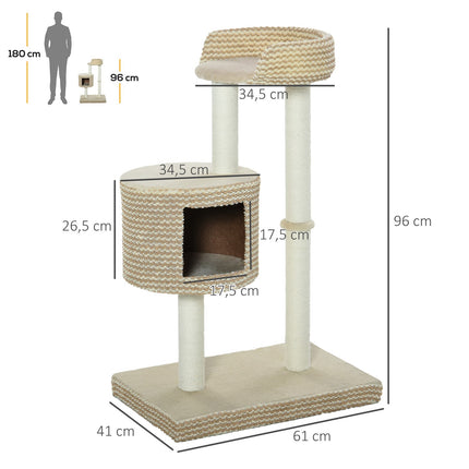 Cat tree with display platforms, beige/coffee, 61X41X96Cm