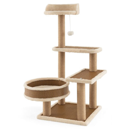 Cat Tree Tower 90 cm, Rattan Mat, Scratching Posts