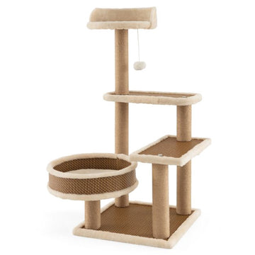 Cat Tree Tower 90 cm, Rattan Mat, Scratching Posts