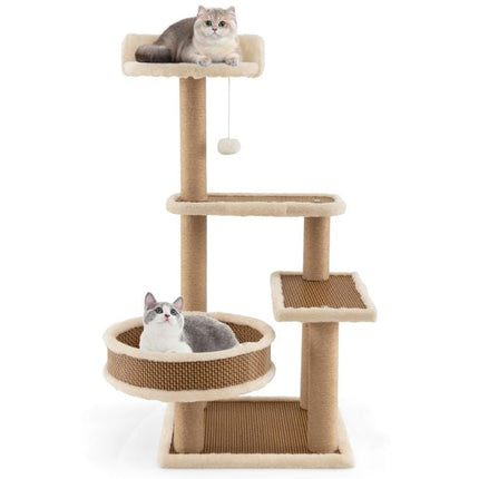Cat Tree Tower 90 cm, Rattan Mat, Scratching Posts