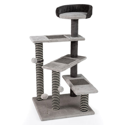 Cat Tree Tower, 93 cm, Sisal & Jute Scratch Posts, Gray