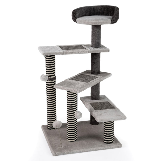 Cat Tree Tower, 93 cm, Sisal & Jute Scratch Posts, Gray