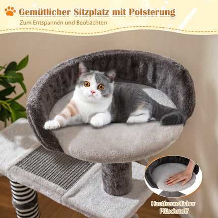Cat Tree Tower, 93 cm, Sisal & Jute Scratch Posts, Gray