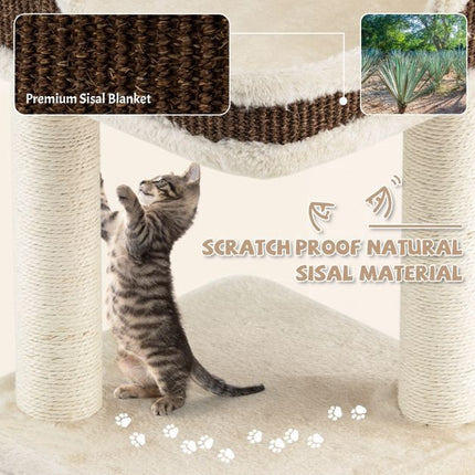 Cat Tree Tower With Top Perch, Sisal Posts, Beige