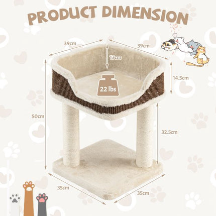 Cat Tree Tower With Top Perch, Sisal Posts, Beige