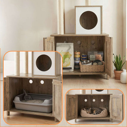 Cat Tree With Litter Cabinet, 150 cm, Sisal Posts