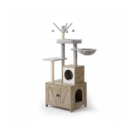 Cat Tree With Litter Cabinet, 150 cm, Sisal Posts