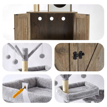 Cat Tree With Litter Cabinet, 150 cm, Sisal Posts