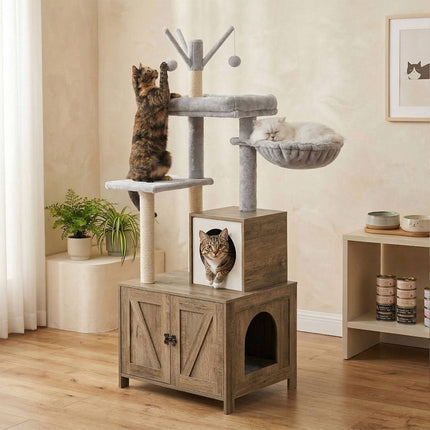 Cat Tree With Litter Cabinet, 150 cm, Sisal Posts
