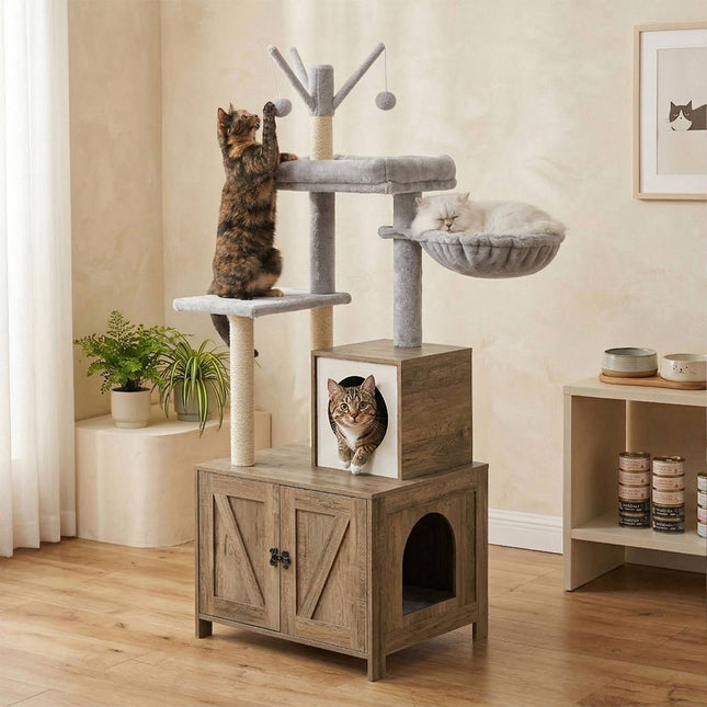 Cat Tree With Litter Cabinet, 150 cm, Sisal Posts