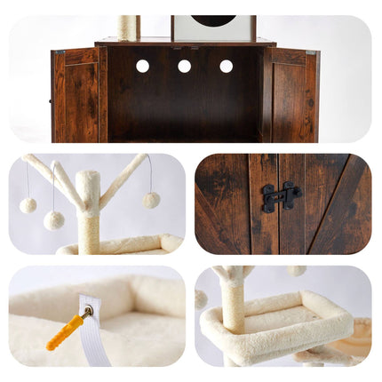 Cat Tree With Litter Cabinet, 150 cm, Sisal Posts