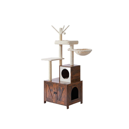 Cat Tree With Litter Cabinet, 150 cm, Sisal Posts