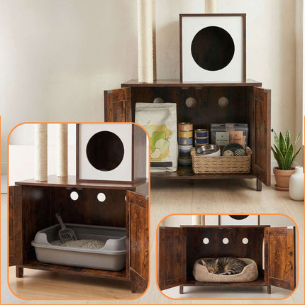 Cat Tree With Litter Cabinet, 150 cm, Sisal Posts
