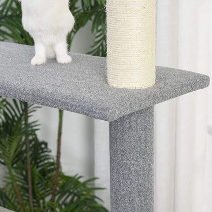 Cat tree with scratching posts - gray and white, 4 tiers