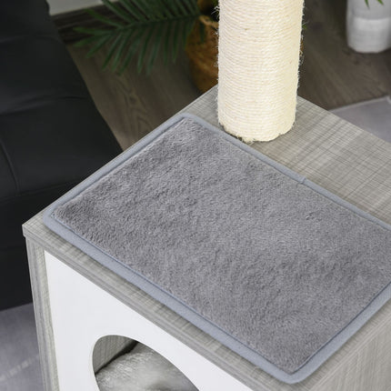 Cat tree with scratching posts - gray and white, 4 tiers